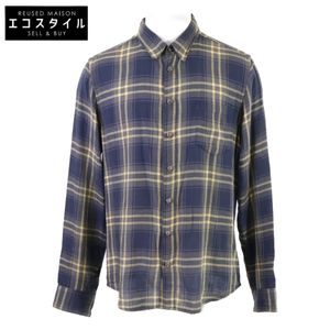 Chrome Hearts LOOSEENDS LS Check Crossball Button/Lamb Leather Cross Patch Flannel Shirt L [Used]
