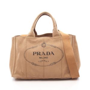 【中古】 プラダ PRADA トートバッグ CANAPA カナパ 2WAY BN2642 ライトブラウン/ブラック キャンバス カナパ ミディアム レディース Used B