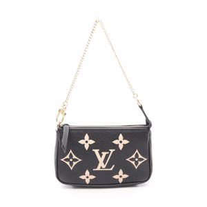 [Used] Louis Vuitton LOUIS VUITTON Handbag Mini Pochette Accessoires Color Monogram Empreinte M80732 Black/Beige Leather Mini Pochette Accessoires