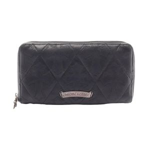 [Used] Chrome Hearts Round Long Wallet Cemetery Cross Patch Quilted Leather Cross Patch Wallet Men's Used A