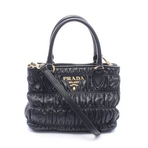 【中古】 プラダ PRADA ハンドバッグ 2WAY 1BA172 ブラック レザー ギャザー 2way トートバッグ レディース Used A