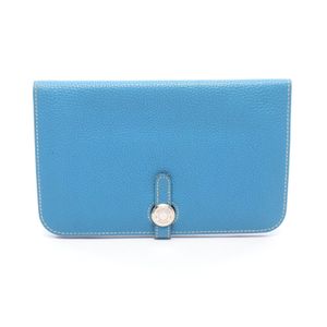 [Used] Hermes HERMES Bi-fold Long Wallet Dogon Duo GM Blue Jean Blue Jean Leather Dogon Duo Blue Jean Women's Used B