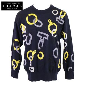 Hermes, excellent condition, domestically sold, genuine product, 4H2639DE, wool silk, EFFET KALEIDOSCOPE/Kaleidoscope Effect, chain motif, crew neck long-sleeve knit, size 38 [Used]