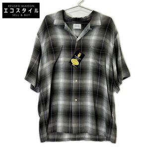 타운크래프트 26SS TC26S01200 그린×그레이 60S OMBRE LOOP COLLAR 체크 패턴 반팔 셔츠 L【중고】