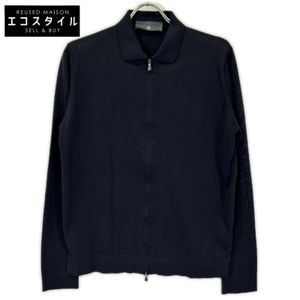 Filippo De Laurentiis 4110-FPOMLS Black Cotton Double-Zip Stand Collar Knit Jacket, Size 48 [Used]