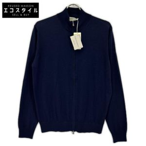 필리포 데 로렌티스 FZ1ML RM16R 네이비 메리노 울 풀집 니트 가디건 48【중고】