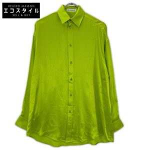 Balenciaga 2020 model 623037 Neon Yellow all-over print silk shirt size 32 [Used]