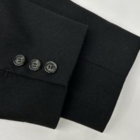 PLATO STUDIO PW21J04 เสื้อแจ็คเก็ตกระดุมสองแถว ปกแหลม (Peaked Lapel) ตัดต่อหนัง สีดำ ไซส์ 1 [สินค้ามือสอง]