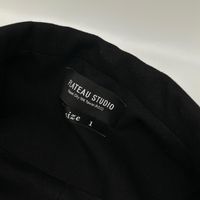 PLATO STUDIO PW21J04 เสื้อแจ็คเก็ตกระดุมสองแถว ปกแหลม (Peaked Lapel) ตัดต่อหนัง สีดำ ไซส์ 1 [สินค้ามือสอง]