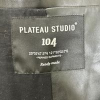 PLATO STUDIO PW21J04 เสื้อแจ็คเก็ตกระดุมสองแถว ปกแหลม (Peaked Lapel) ตัดต่อหนัง สีดำ ไซส์ 1 [สินค้ามือสอง]