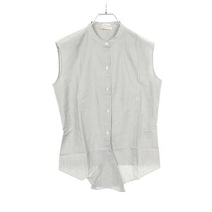 [중고] Hermes 에르메스 슬리브리스 그레이 코튼 슬리브리스 셔츠 여성용 Used A