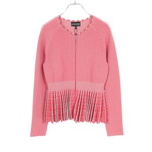 【중고】 EMPORIO ARMANI 가디건/볼레로 총 패턴 밑단 플리츠 집업 레이온 가디건 여성용 미사용