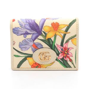 [Used] Gucci GUCCI Bi-fold Wallet GG Marmont Flora Compact Wallet 577347 Ivory/Multi Canvas Leather GG Marmont Flora Bi-fold Wallet
