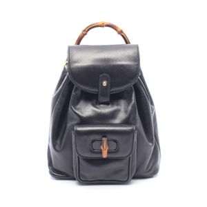 【중고】 Gucci 구찌 뱀부 배낭 백팩 003・1705・0030 블랙 레더 여성용 Used B