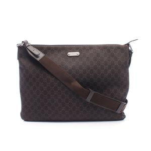 【중고】 Gucci 구찌 숄더백 GG 패턴 190628 다크 브라운/브라운 캔버스 레더 숄더백 남성용 Used B