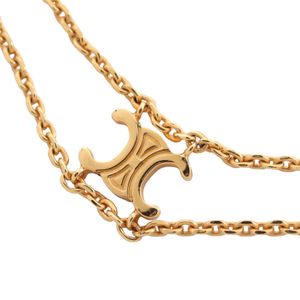 [Used] Celine CELINE Necklace Triomphe Suspender Gold GP (Gold Plated) Triomphe Necklace Women's Used A