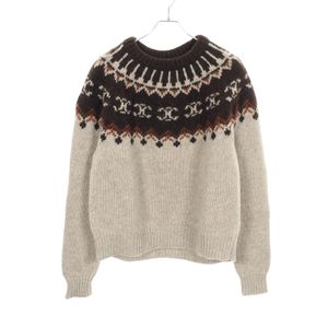 [중고] CELINE 니트/스웨터 트리옹프 노르딕 패턴 크루넥 2AD6W874P08GR 브라운 울 크루넥 니트 남성용 Used A