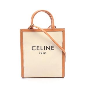 【二手】Celine CELINE托特包 小號筆電 Cabas 2WAY 象牙白/駝色/黑色帆布皮革筆電 Cabas 小號 女士