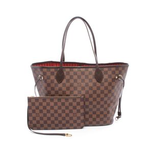 [二手]LOUIS VUITTONNeverfull MM 手提包，Damier Ebene Cerise N41358，PVC 塗層帆布皮革，女士款。