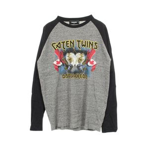 【중고】 DSQUARED2 긴팔 티셔츠 Caten Twins 래글런 슬리브 데미지 가공 S71GD0600 코튼 티셔츠/커트소 남성용 Used B