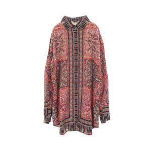 [중고] ETRO 페이즐리 패턴 긴팔 셔츠 버건디 계열 실크 여성용 Used A