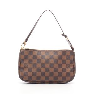 [Used] Louis Vuitton LOUIS VUITTON Handbag Pochette Accessoires Damier Ebene N51985 PVC Coated Canvas Leather Pochette Accessoires