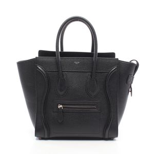 [Used] CELINE Luggage Micro Shopper Handbag, Black Leather, Women's, Used A