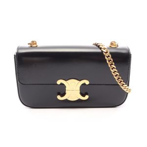 [Used] Celine CELINE Shoulder Bag Claude Triomphe Black Leather Triomphe Claude Chain Shoulder Women's Used A
