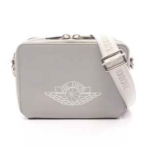 [Used] Dior Shoulder Bag DIOR x NIKE AIR JORDAN Wing Logo Gray Leather DIOR x NIKE Jordan Wing Logo Shoulder Bag Men's Used B