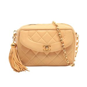 [Used] Chanel CHANEL Shoulder Bag Matelassé Tassel Beige Lambskin (Sheepskin) Matelassé Tassel Chain Shoulder Women's Used B