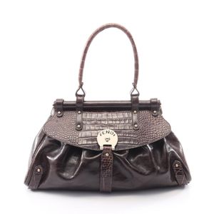 [Used] FENDI Bolsa Magic Crocodile Embossed Handbag 8BN144 Dark Braun Leather Bolsa Magic Women's Used A