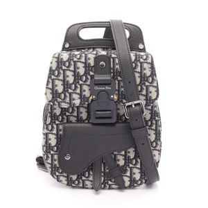 [Pre-owned] Dior Backpack, Gallop Oblique, 2-way, Navy/Beige/Black, Canvas/Leather, Oblique Gallop Mini Backpack