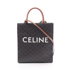 【二手】Celine CELINE托特包 小號垂直模型 Cabas Triomphe 2WAY 191542BZKブラウンPVC 塗層帆布皮革 Triomphe 直式 Cabas 小號