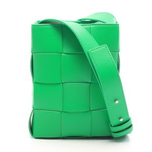 [Used] Bottega BOTTEGA VENETA Cassette Mini Crossbody Bag, 729298, Green Leather, Women's.
