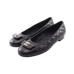 [Used] Chanel Matelassé Turnlock G45879 Leather Flat Shoes for Women, Used A