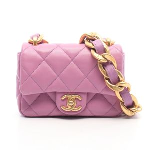 [Used] Chanel CHANEL Shoulder Bag Matelassé Flap Bag Purple Lambskin (Sheepskin) Mini Matelassé Chain Shoulder Women's Used A