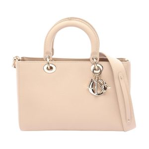 [Used] Dior Lady D-Sire Medium 2-Way Handbag , Beige Leather, Women's, Used A