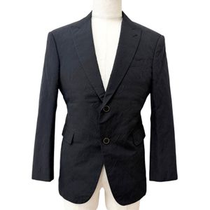 Excellent condition □ LOUIS VUITTON Plain Rainbow Monogram Embossed Single Tailored Jacket Black Size 50 Made in Italy Authentic Men's Jacket with Garment Hanger