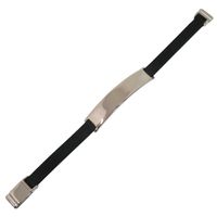 美品 グッチ SV925プレート×ラバー シルバー925 ブラック シルバー ブレスレット 黒 0425【中古】GUCCI
