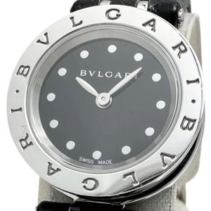 BVLGARI B-ZERO1 BZ23SC Watch, Stainless Steel/Leather/Ceramic, Quartz, Black Dial/Black Leather Strap, Women's [Used]