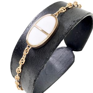 HERMES Chaine d'Ancre Verso Bracelet, 18K Pink Gold/White Ceramic, 6.8g, 17.5cm, LG (Large), Women's [Used]