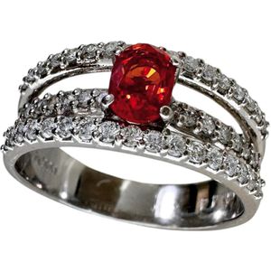 Size 11, Orange Sapphire 0.60ct, Diamond 0.44ct, Platinum 900, 7.2g, Women's Ring [Pre-owned]