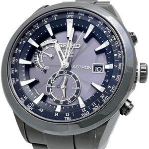 SEIKO Astron GPS SBXA007/7X52-0AA0 Watch, Ceramic/Titanium, Solar Powered, Black Dial, Gray Strap, Men's [Used]