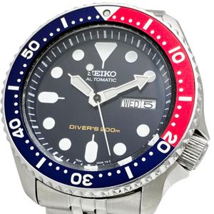 SEIKO SKX009/7S26-0020 Pepsi Diver's Watch, Stainless Steel, Automatic Movement, Navy Dial, Silver Strap, Men's [Used]