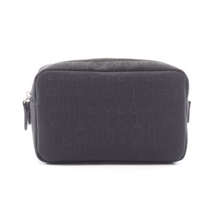 【二手】寶格麗BVLGARI Logomania 黑色帆布皮革 Logomania 迷你手拿包 女士二手 A