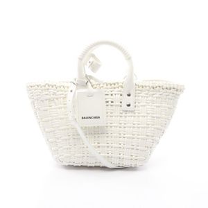 【중고】 BALENCIAGA 토트백 BISTRO XS 비스트로 바스켓백 2WAY 671342 화이트 에나멜 비스트로 바스켓백 XS 여성용 Used A