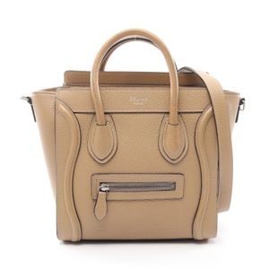 【二手】 CELINE Luggage Nano Shopper 兩用手提包，米色皮革，女士，二手 A