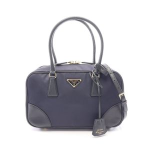 【中古】 プラダ PRADA ハンドバッグ RE-EDITION 1978 RE-NYLON TESSUTO+SAFFIANO 2WAY ネイビー/ブラック ナイロン サフィアーノレザー トライアングルロゴ 2wayハンドルバッグ