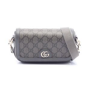 【중고】 Gucci 구찌 숄더백 오피디아 슈퍼 미니 GG 수프림 795466 그레이 PVC 코팅 캔버스 레더 오피디아 슈퍼 미니 숄더백