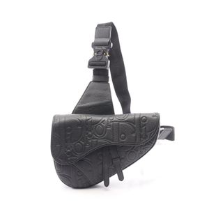 [Used] Dior Waist Bag Body Bag Saddle Gravity AP166196 Black Leather Gravity Saddle Body Bag Men's Used A